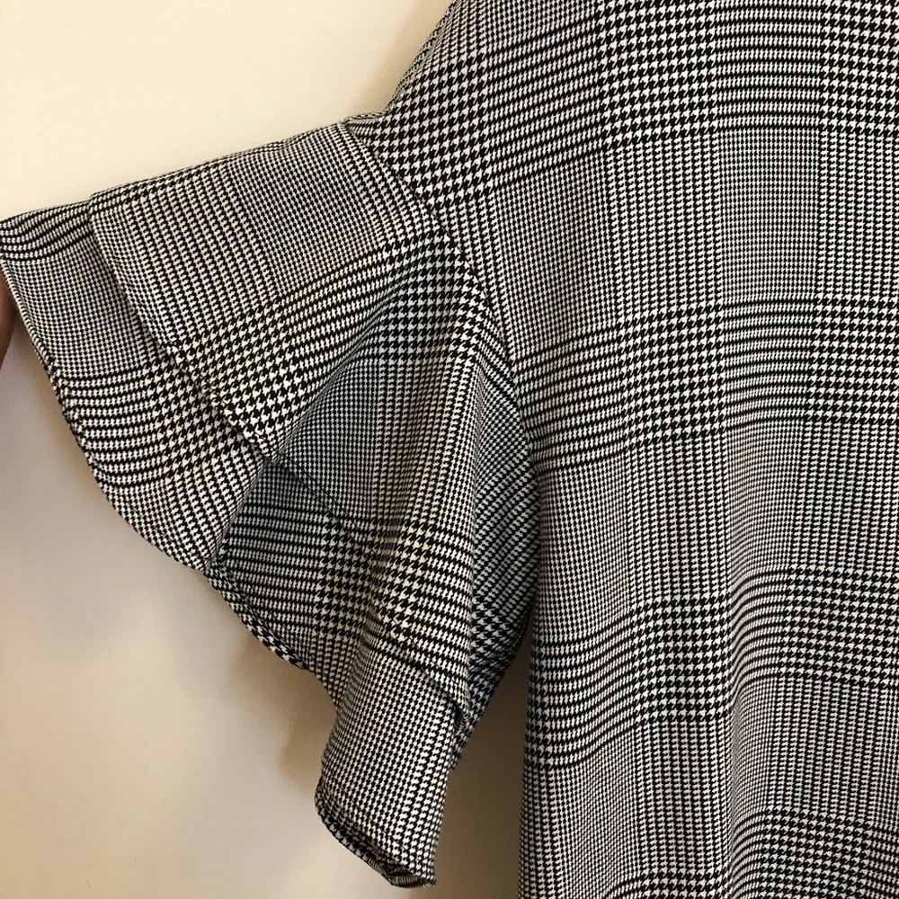Worthington Ruffle Sleeve Glen Plaid Shift Dress